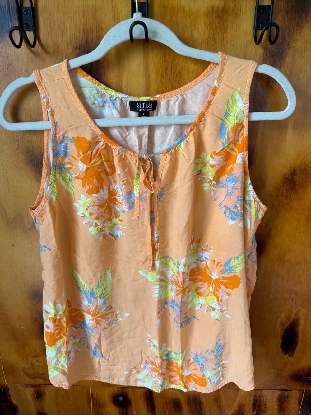 a.n.a Peach Floral Tie-Front Sleeveless Blouse